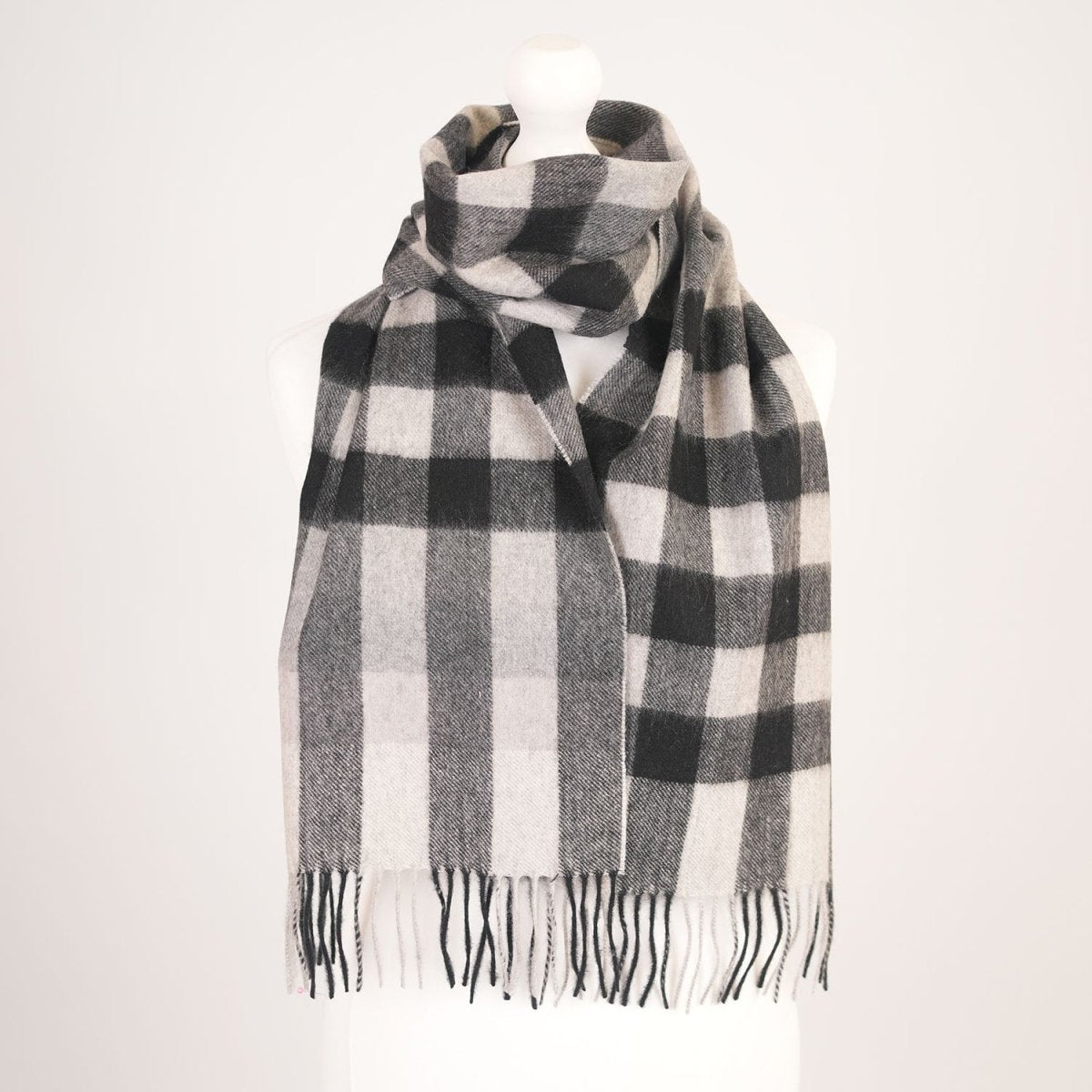 Edinburgh Cashmere Premium Lightweight Scarf - Soft Luxury Wrap - Black and Oyster - Heritage Of Scotland -