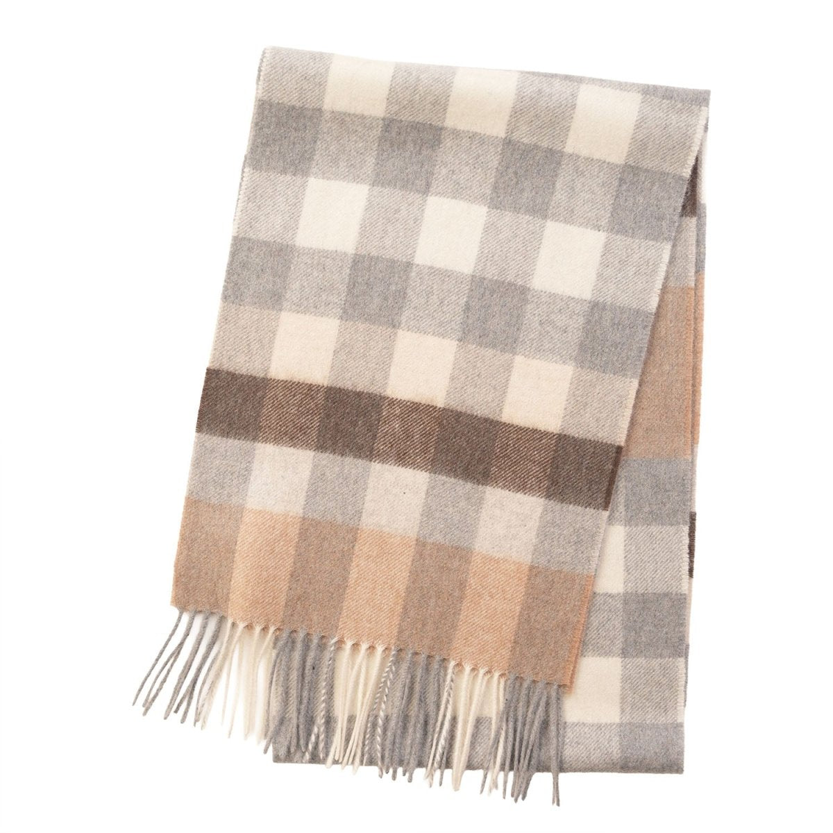Edinburgh Cashmere Premium Lightweight Scarf - Soft Luxury Wrap - Giant Chequer - Linen and Uniform - Heritage Of Scotland -