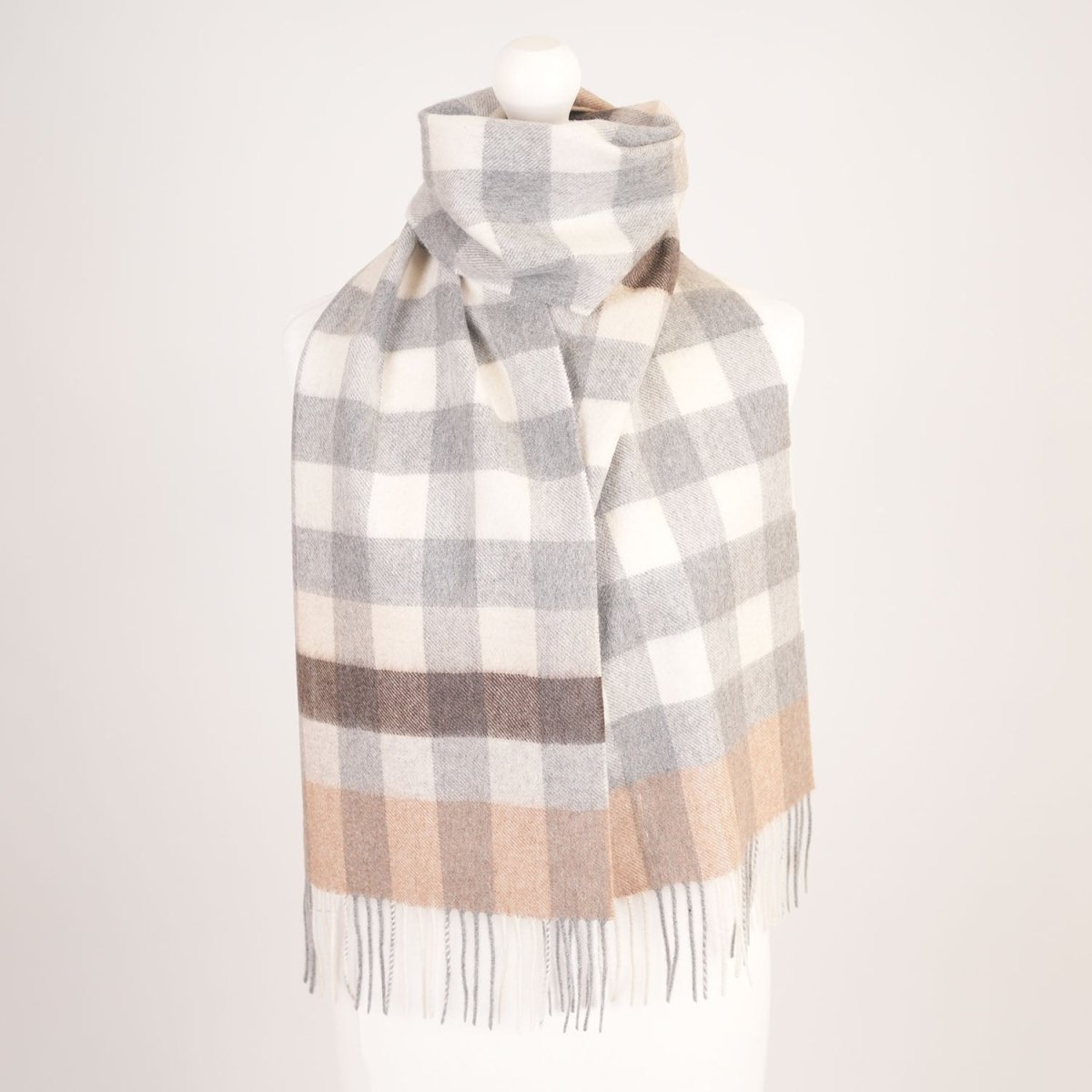 Edinburgh Cashmere Premium Lightweight Scarf - Soft Luxury Wrap - Giant Chequer - Linen and Uniform - Heritage Of Scotland -