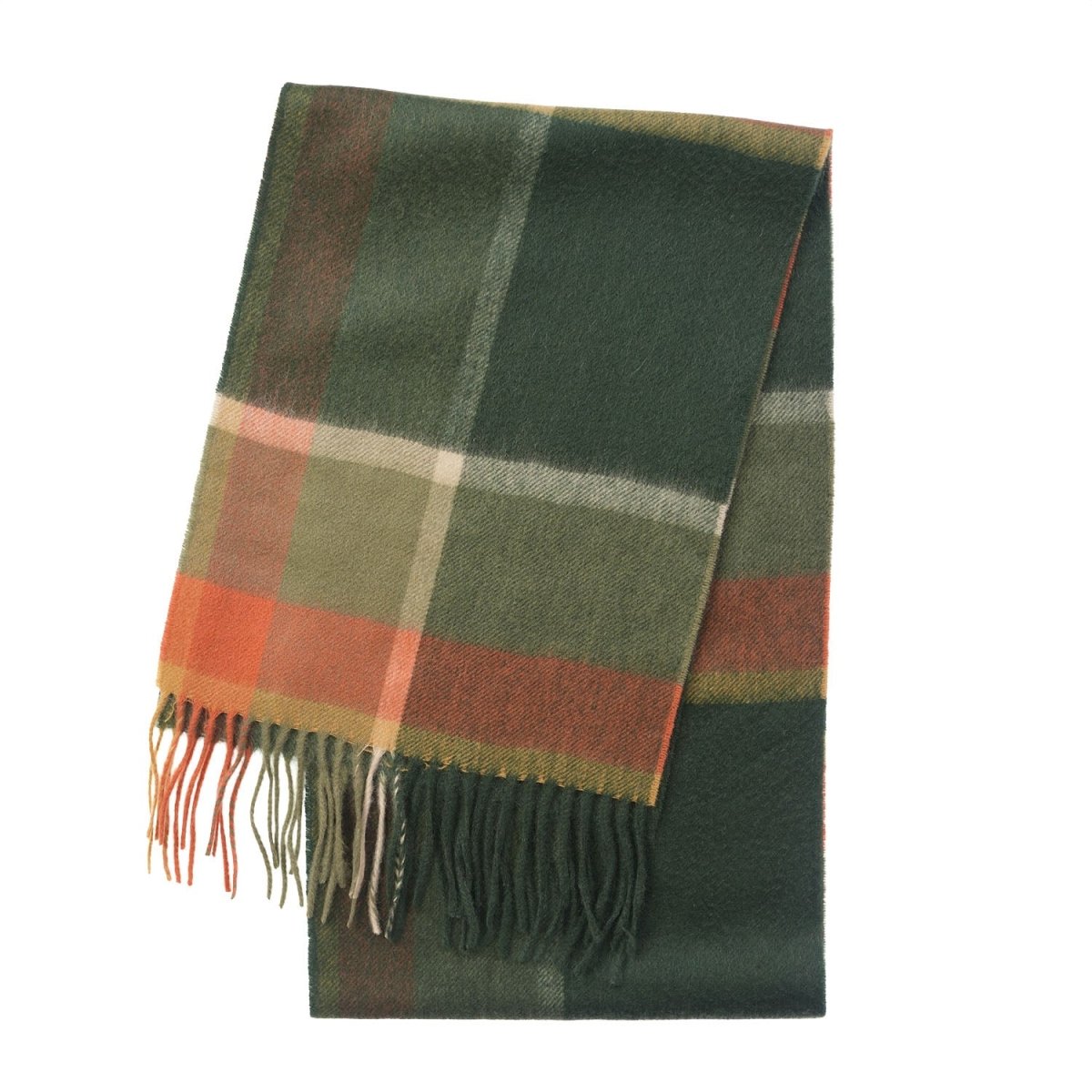 Edinburgh Cashmere Premium Lightweight Scarf - Ultra-Soft Luxury Wrap - Bagshaw Check Green - Heritage Of Scotland -