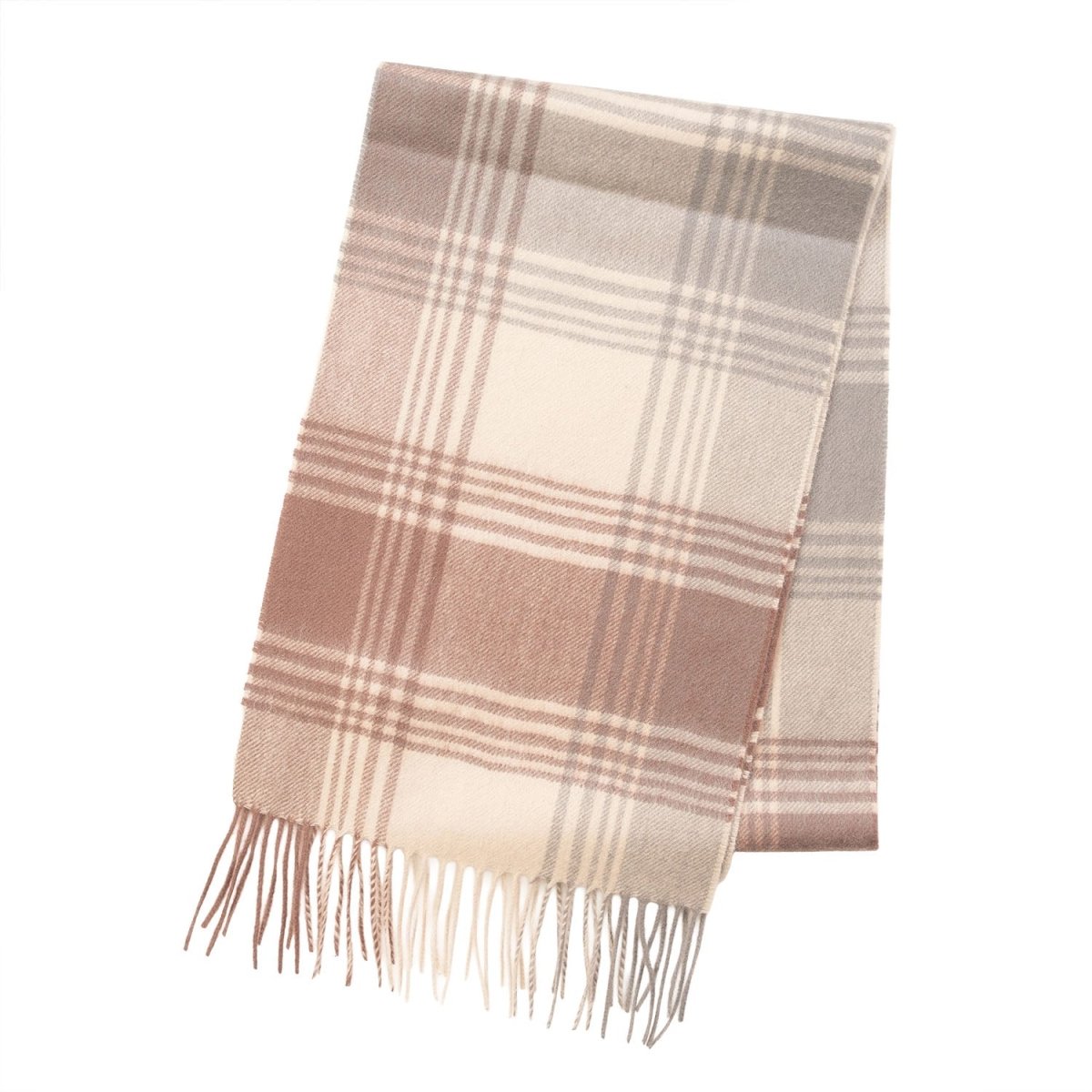 Edinburgh Cashmere Premium Lightweight Scarf - Ultra-Soft Luxury Wrap - Broken Check - Latte - Heritage Of Scotland -