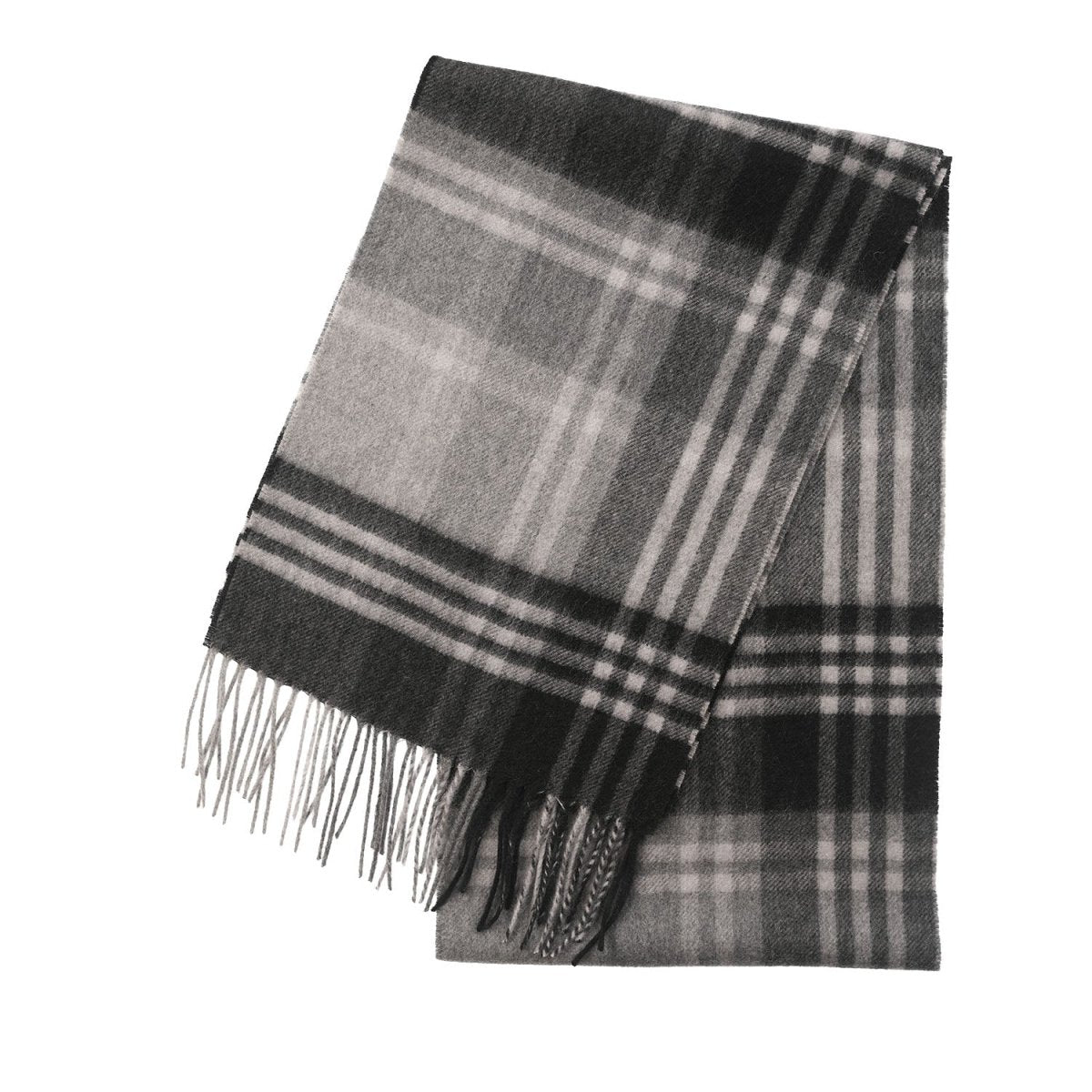 Edinburgh Cashmere Premium Lightweight Scarf - Ultra-Soft Luxury Wrap - Check - Black and Silver - Heritage Of Scotland -