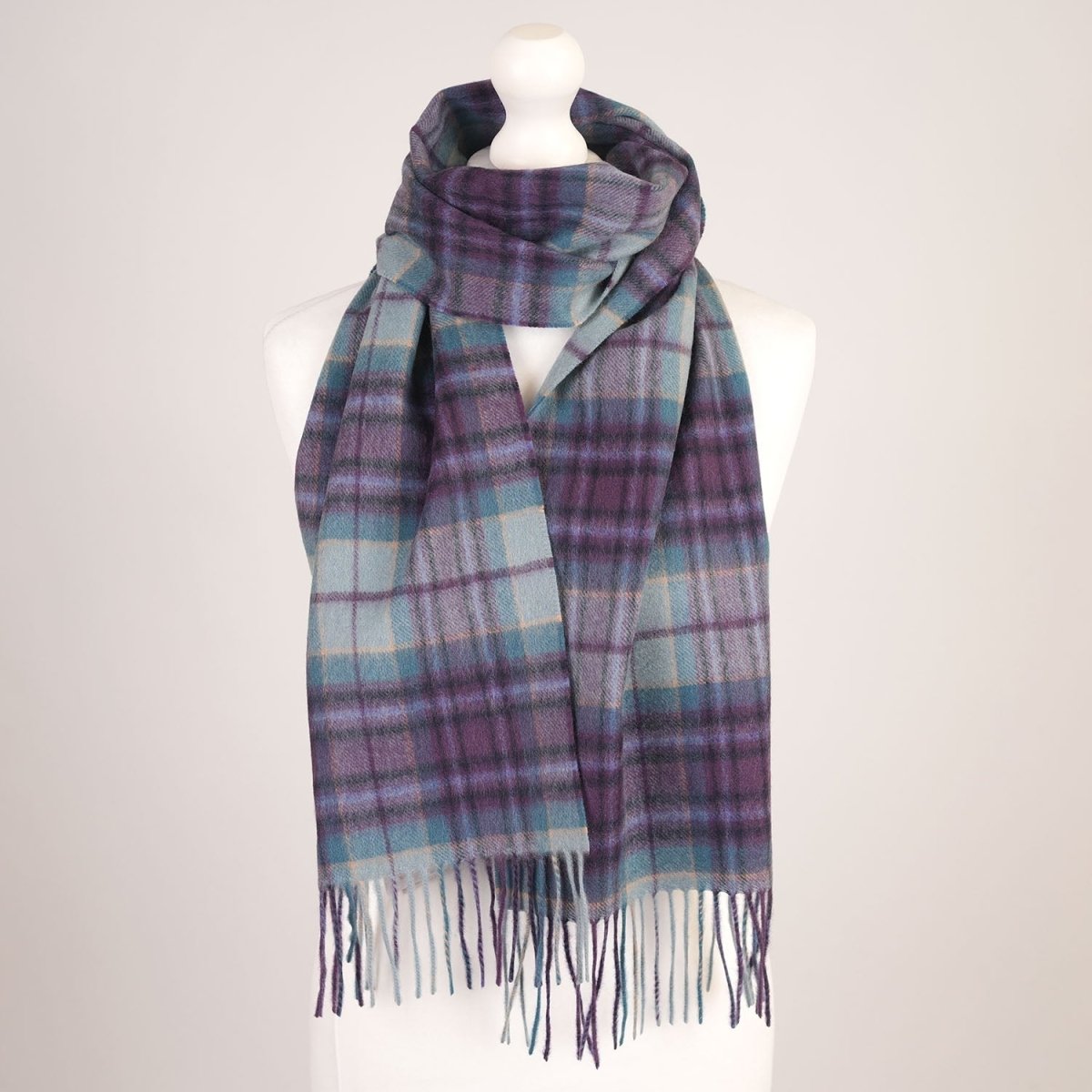 Edinburgh Cashmere Premium Lightweight Scarf - Ultra-Soft Luxury Wrap - Mackellar Mix Blue - Heritage Of Scotland -