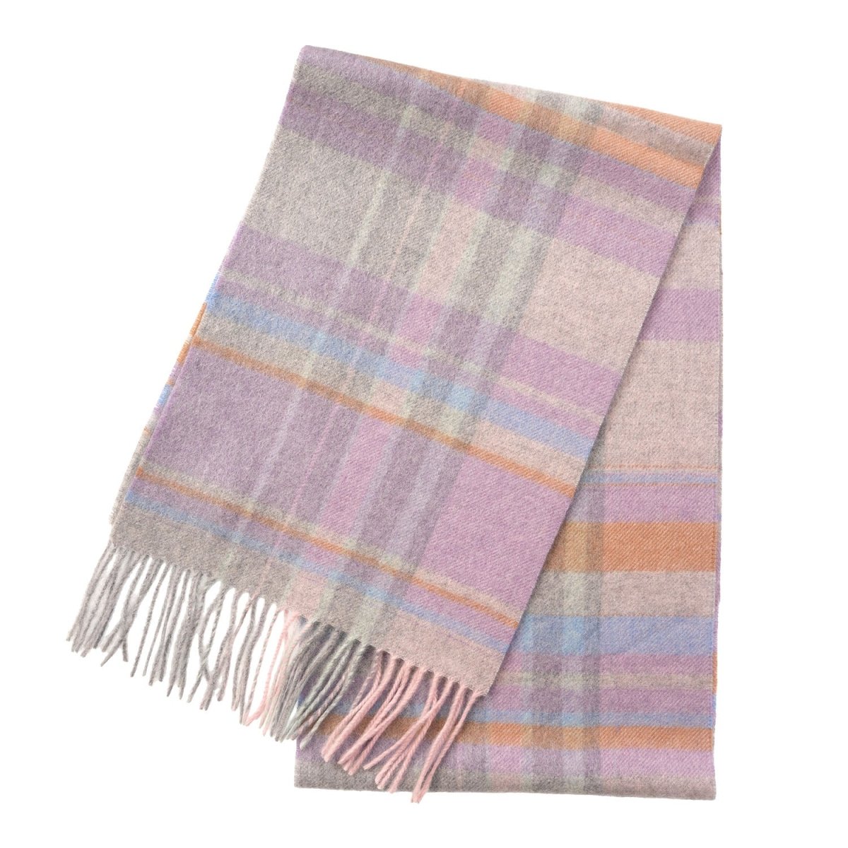 Edinburgh Cashmere Premium Lightweight Scarf - Ultra-Soft Luxury Wrap - Newlan Check Pink and Aqua - Heritage Of Scotland -