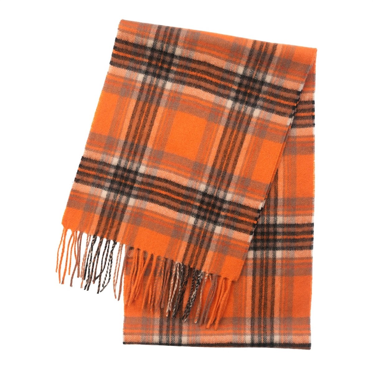 Edinburgh Cashmere Premium Lightweight Scarf - Ultra-Soft Luxury Wrap - Stewart Bright Orange - Heritage Of Scotland -