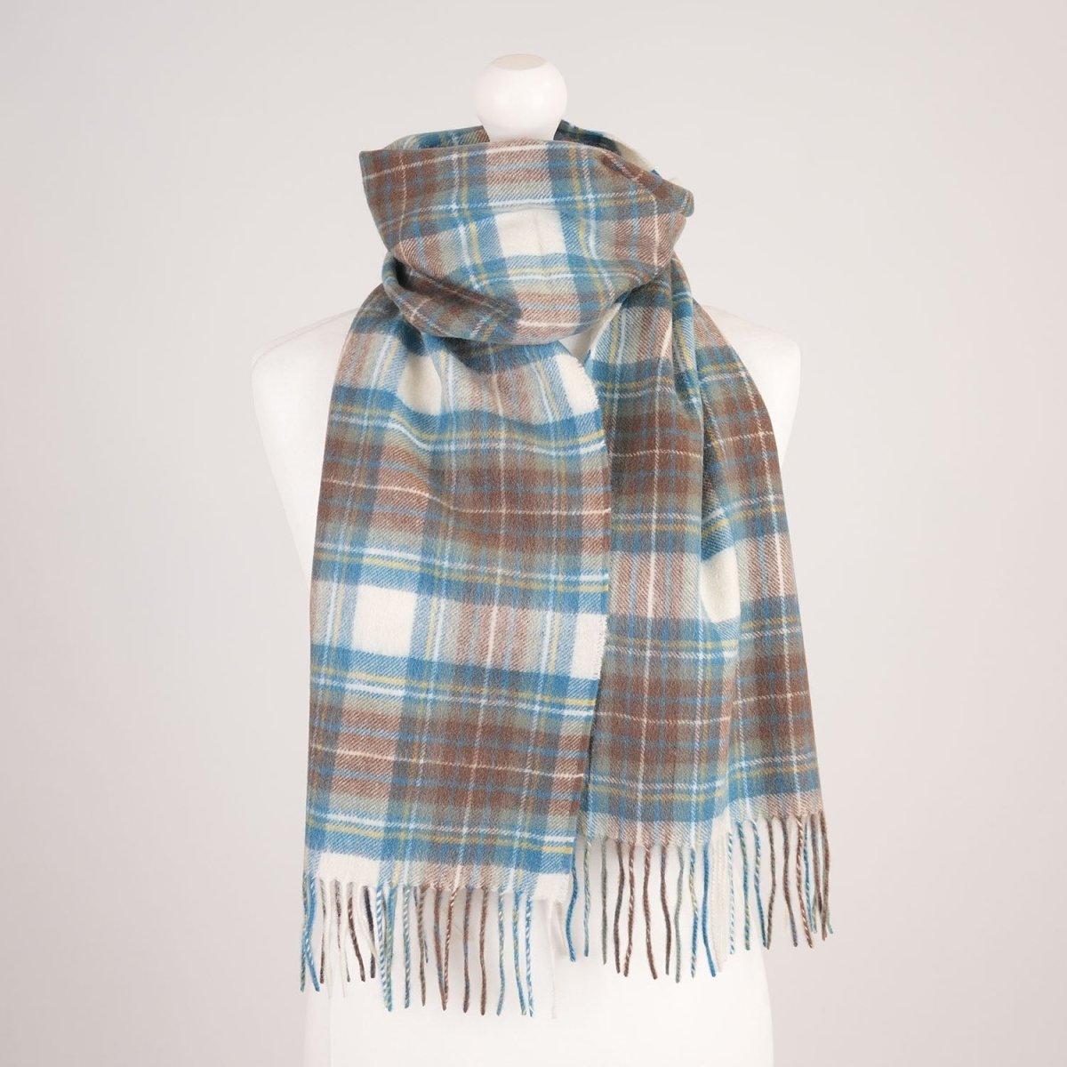 Edinburgh Cashmere Premium Lightweight Scarf - Ultra-Soft Luxury Wrap - Stewart Muted Blue - Heritage Of Scotland -