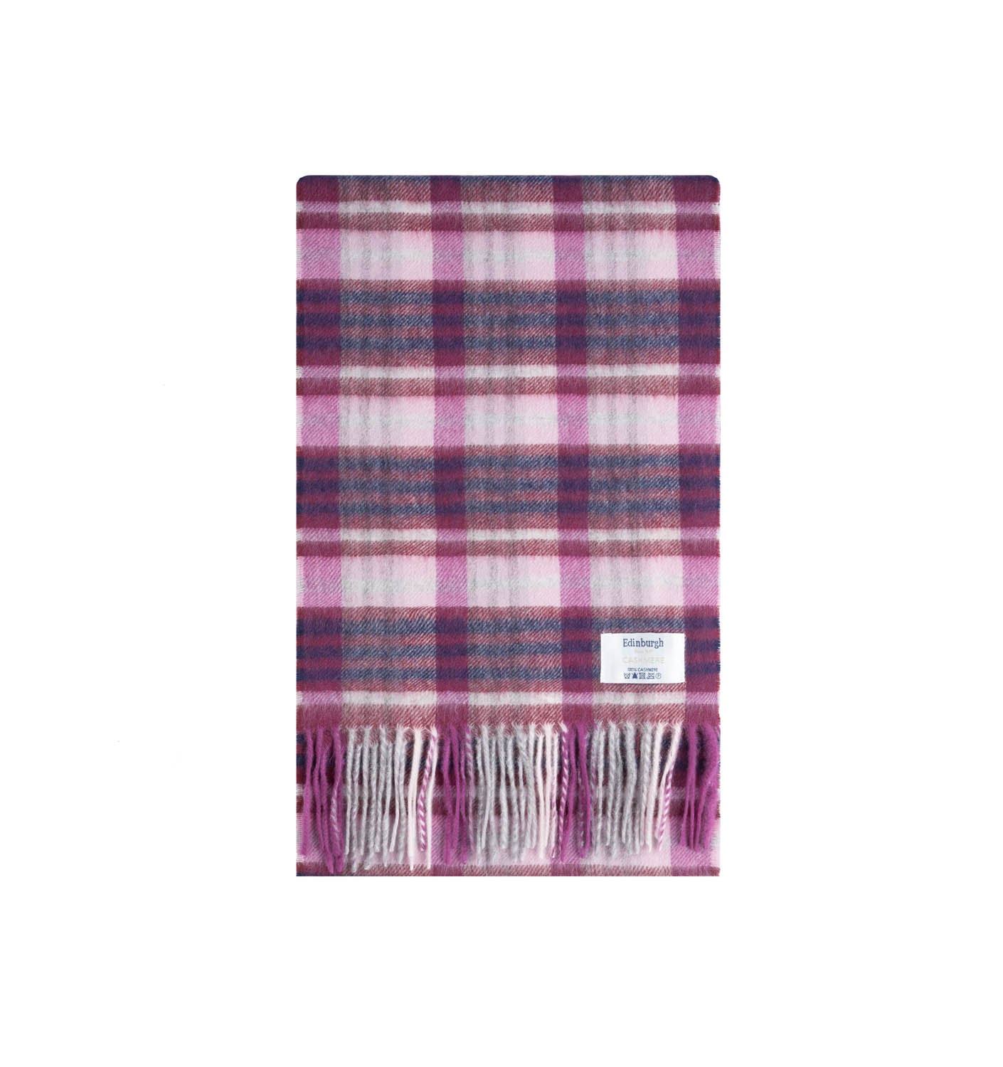 Edinburgh Cashmere Scarf Cluster Gingham Astral Raspberry - Heritage Of Scotland - CLUSTER GINGHAM ASTRAL RASPBERRY