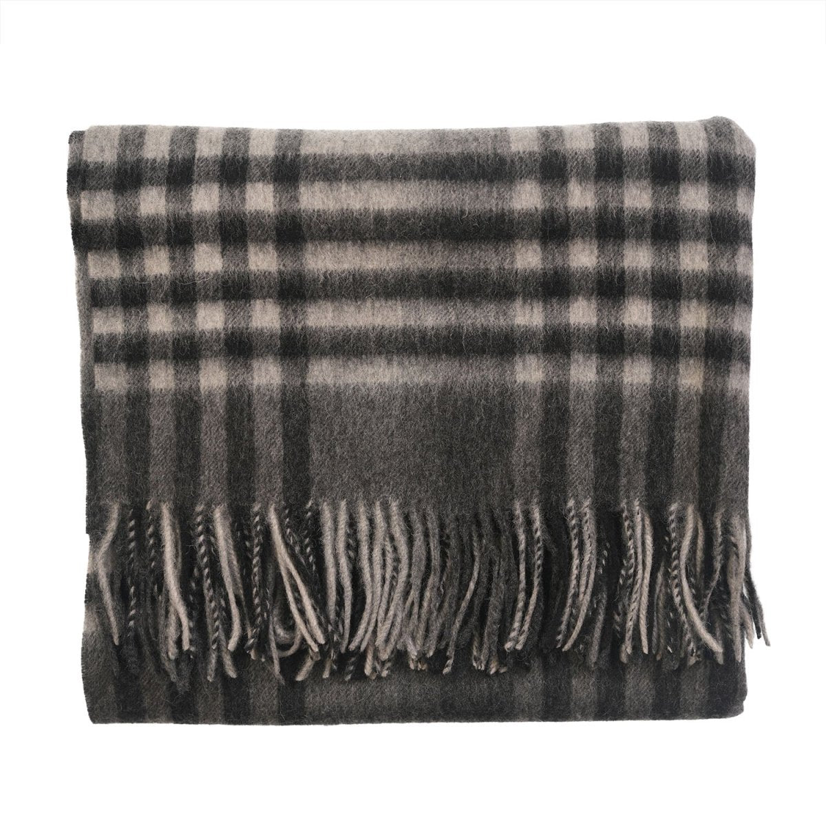 Edinburgh Lambswool Tartan Stole - Soft Luxury Check Wrap with Fringe - Chequer Tartan Dark Grey - Heritage Of Scotland -