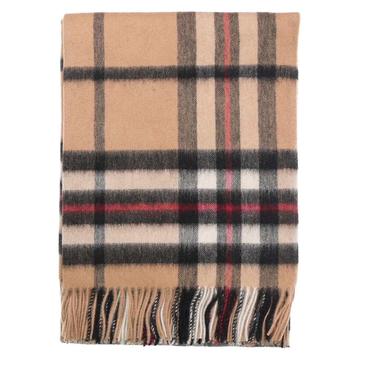 Edinburgh Long Lambswool Tartan Cape – Premium Plaid Wrap - Enlarged Off Centered Scotty Thomson Camel - Heritage Of Scotland -