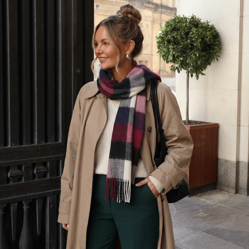 Edinburgh Premium Lightweight Cashmere Scarf - Soft Luxury Wrap - 5 Square Tartan - Blue and Black - Heritage Of Scotland -