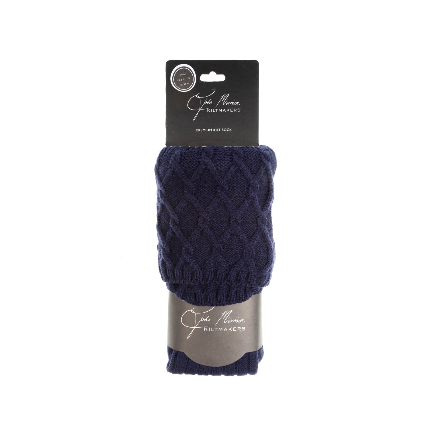 Finlay Kilt Hose – John Morrison Premium Scot Kiltmarker Socks - NAVY - Heritage Of Scotland - S