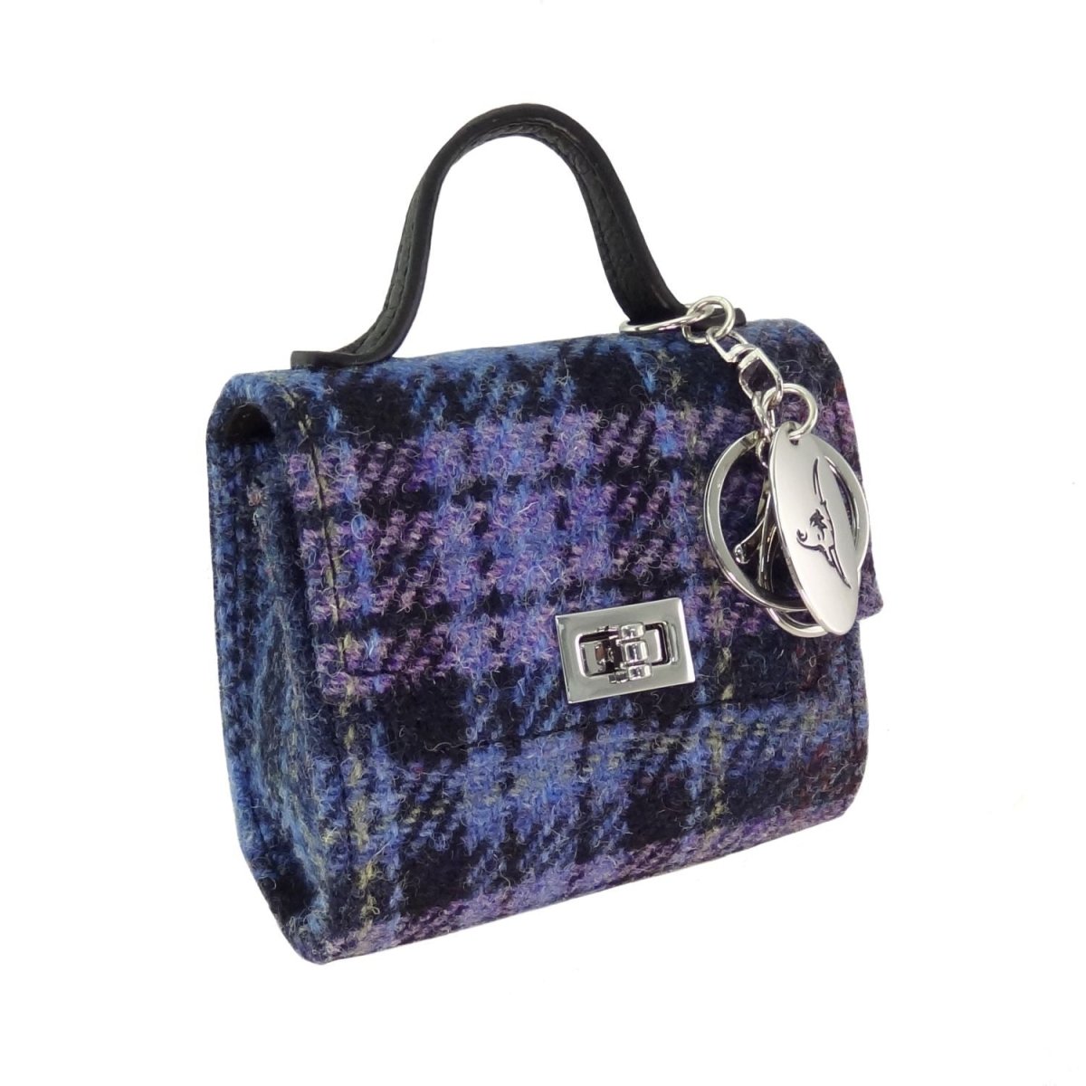 Harris Tweed Nochty Really Wee Bag - Mini Tartan Handbag - Blue & Purple Stewart Tartan (COL143) - Heritage Of Scotland -