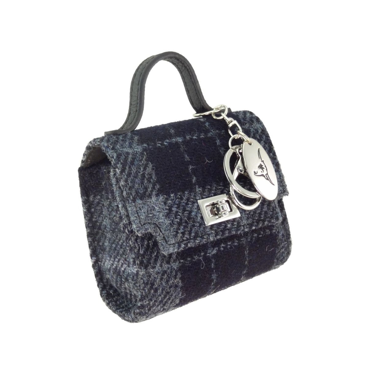 Harris Tweed Nochty Really Wee Bag - Mini Tartan Handbag - Grey/Black Tartan (COL095) - Heritage Of Scotland -