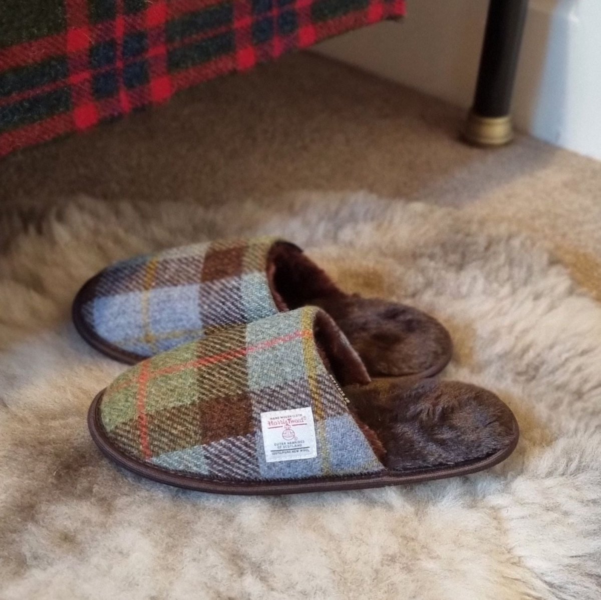 Harris Tweed Slippers - Warm Wool Tartan House Slippers - MacLeod Tartan (COL015) - Heritage Of Scotland - EU 37 / UK 4