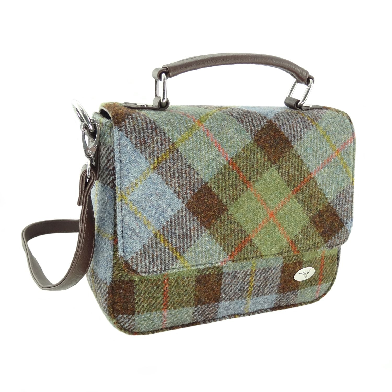 Harris Tweed Thurso Square Shoulder Bag - Stylish Tartan Everyday Bag - Heritage Of Scotland - MacLeod Tartan (COL015)