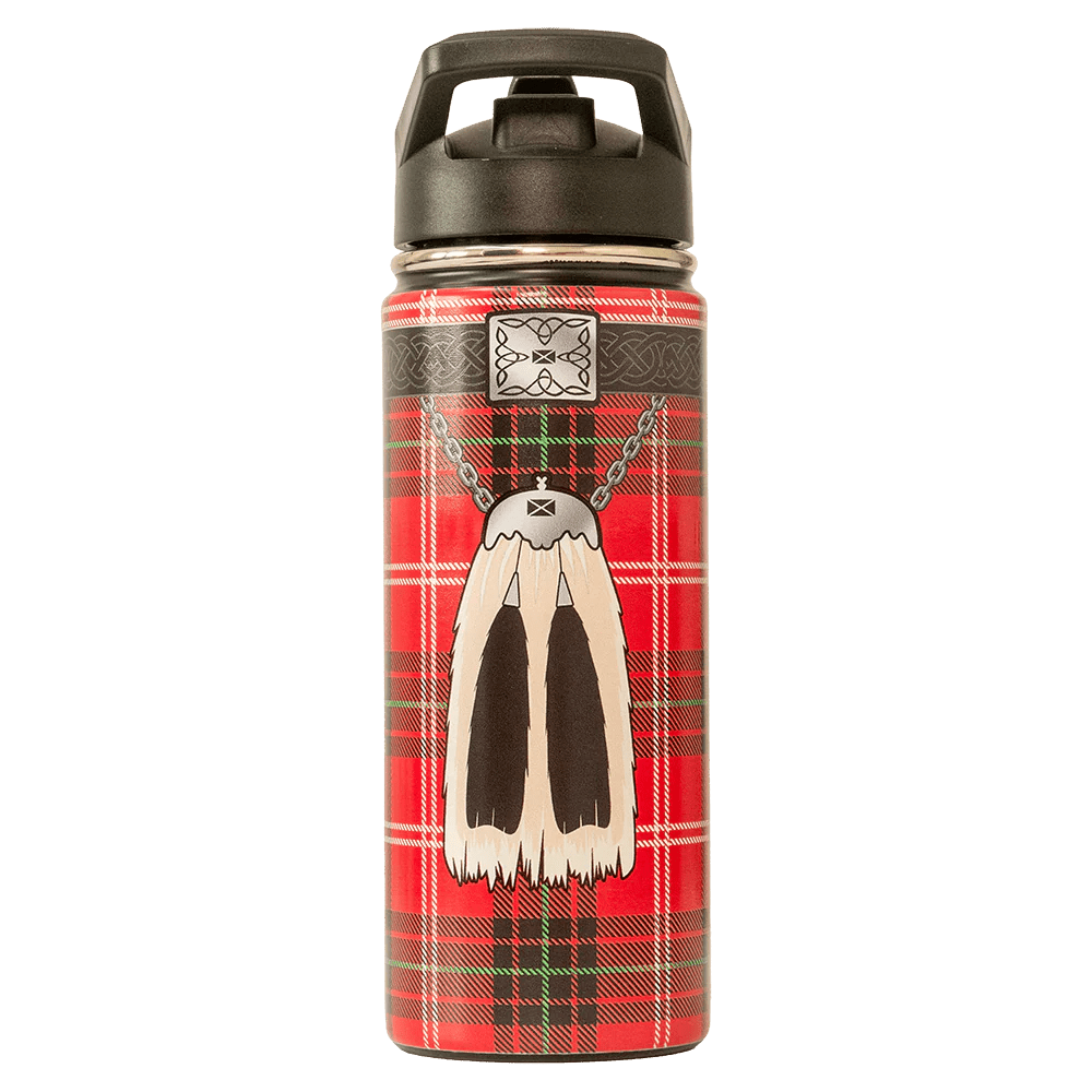 Instakilt Water Bottle – 600ml Stainless Steel Bottle with Novelty Kilt Design - Heritage Of Scotland - Instakilt