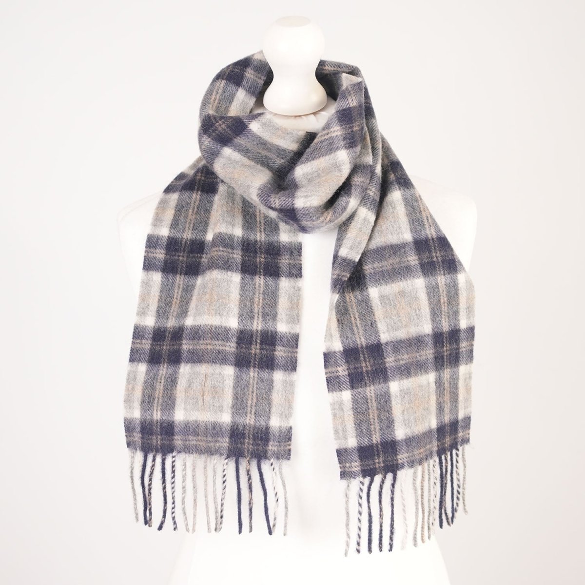 Kids 100% Lambswool Tartan Mini Scarf - Soft Children’s Wool Scarf - BANNOCKBANE SILVER - Heritage Of Scotland -