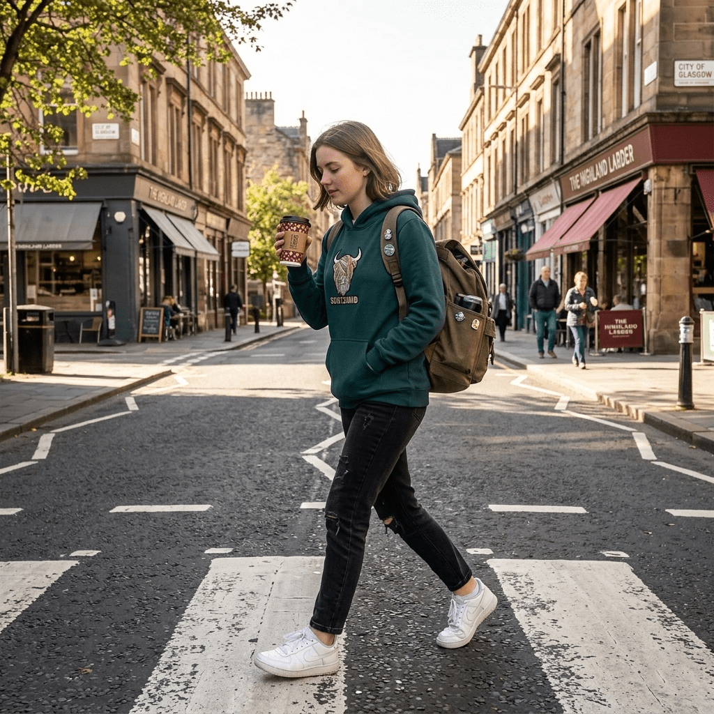 Kids Pastel Highland Cow Hooded Top Teal Teal - Heritage Of Scotland - TEAL