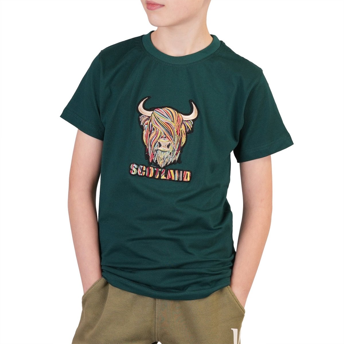 Kids Pastel Highland Cow T-Shirt Teal - Heritage Of Scotland - 0-1 YEARS