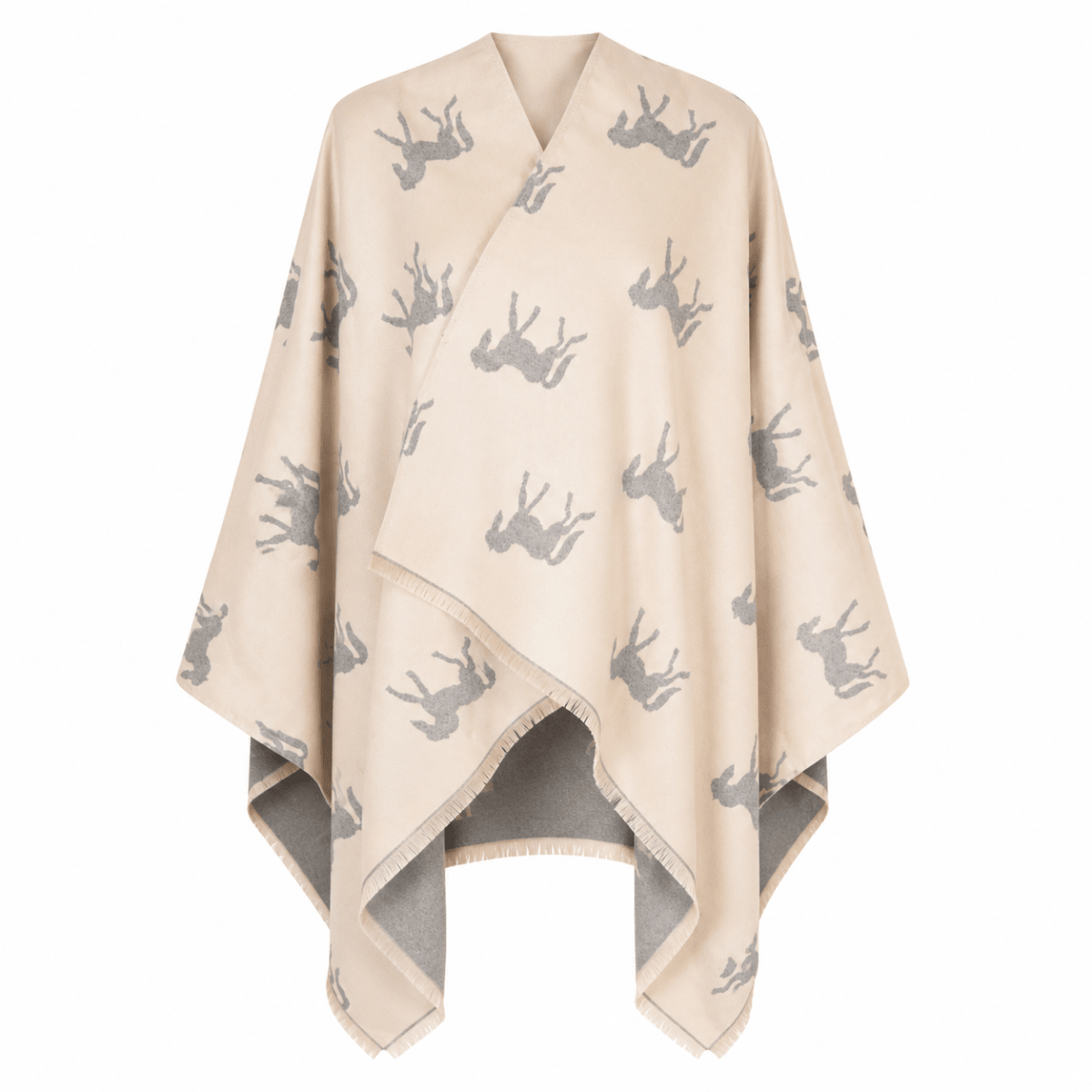 Ladies Cream Horse Print Reversible Wrap Cape - CREAM - Heritage Of Scotland -
