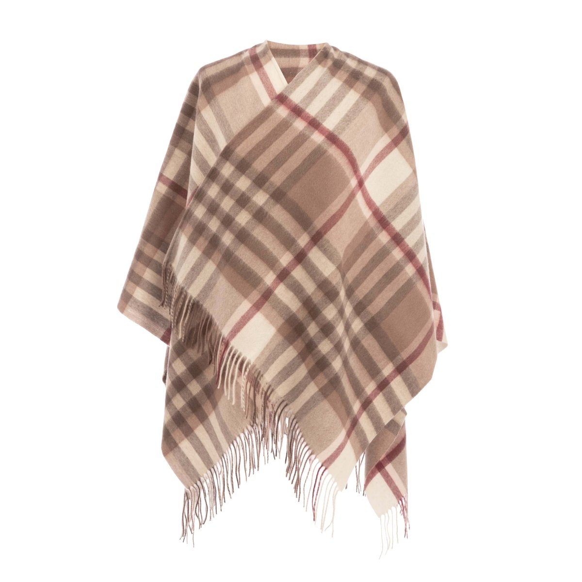 Ladies Mini Cape Edinburgh 100% Lambswool - Chequer Shrimp - Heritage Of Scotland -