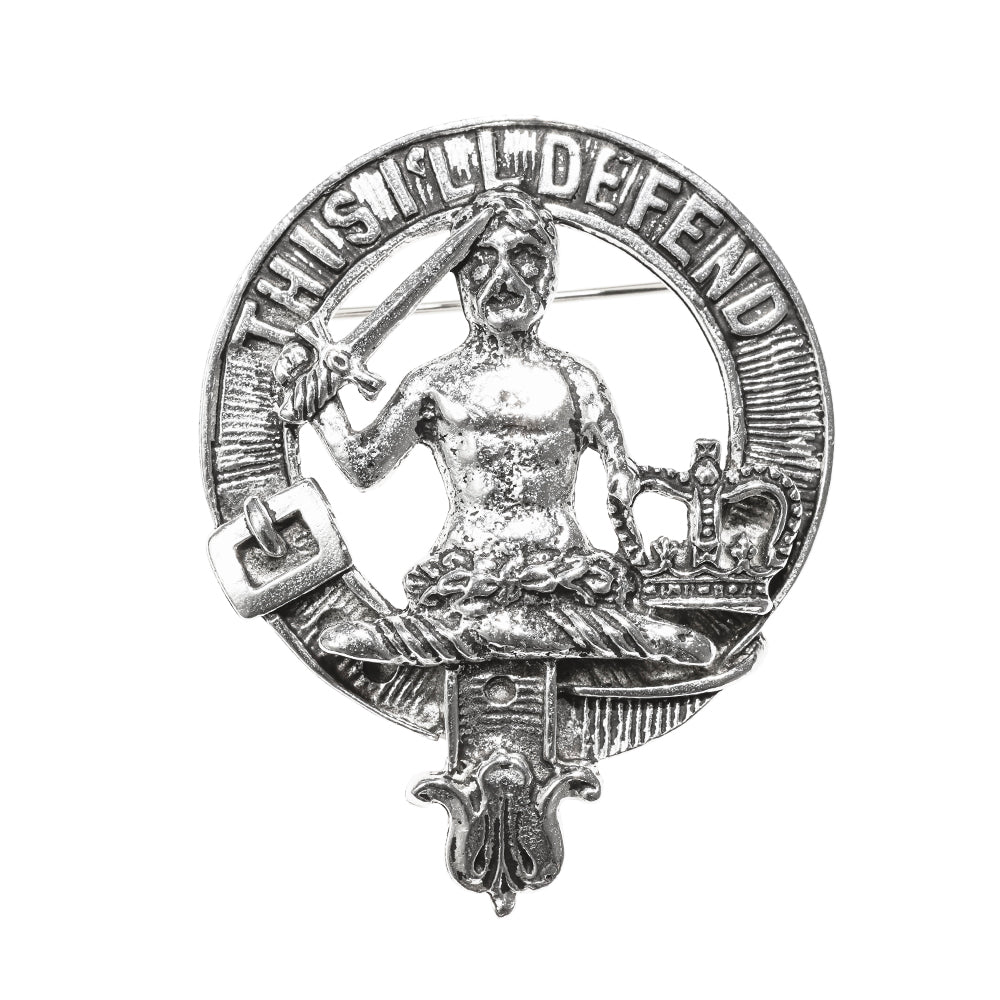 MacFarlane Clan Badge, Kilt Pin, Lapel Pin, Cufflinks, Keyring/Key Fob & Gift Set — Fine Pewter by Art Pewter — Made in Scotland (Shiny Finish) - Heritage Of Scotland - Badge