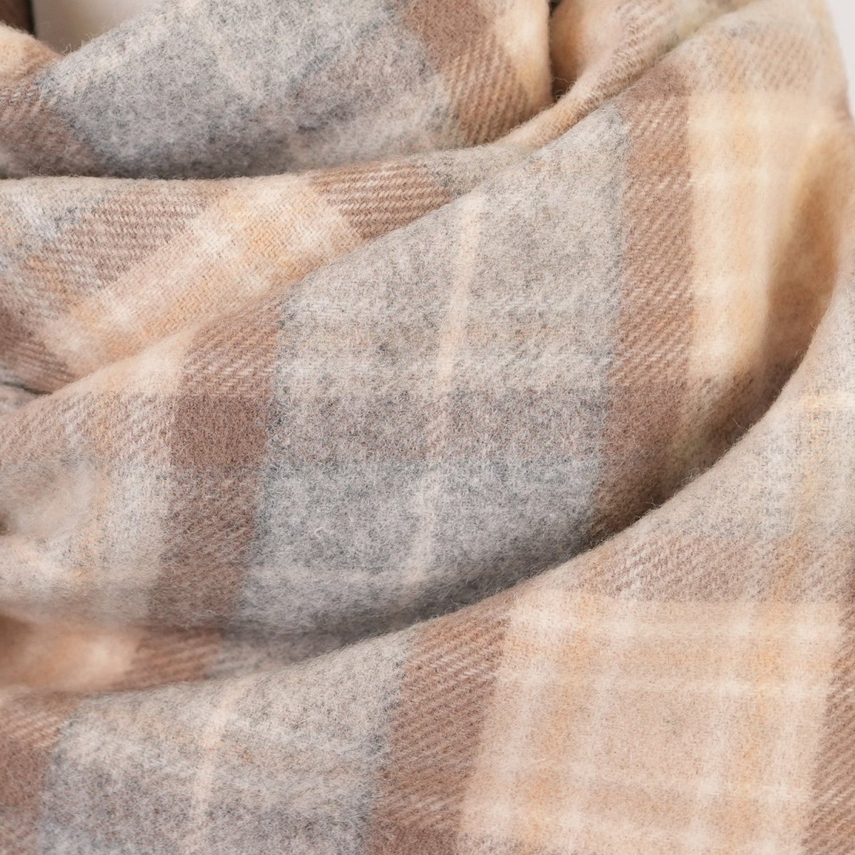 Marchbrae 100% Lambswool Scarf – Traditional Tartan & Check Designs - Made in Scotland - Heritage Of Scotland - Mackellar Natural