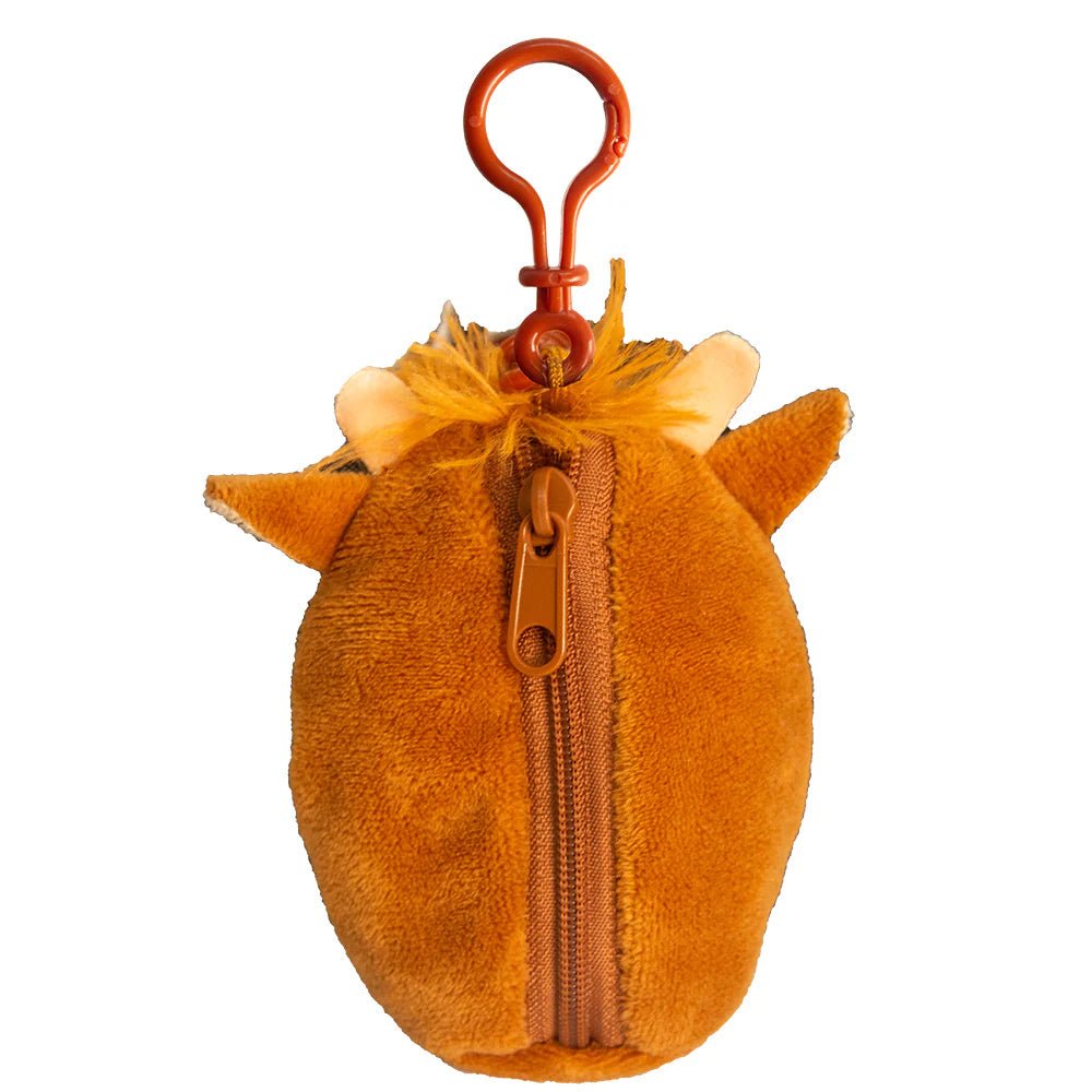 McSquashie Highland Cow Plush Clip Purse – Cute Mini Coin & Earbud Holder - Heritage Of Scotland -