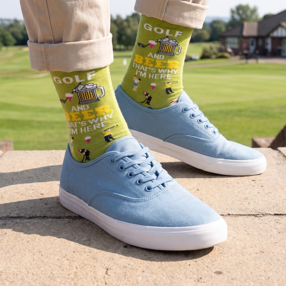 Men’s Luxury Bamboo Socks – Soft, Breathable & Stylish Everyday Comfort - GOLF AND BEER LIME - Heritage Of Scotland -