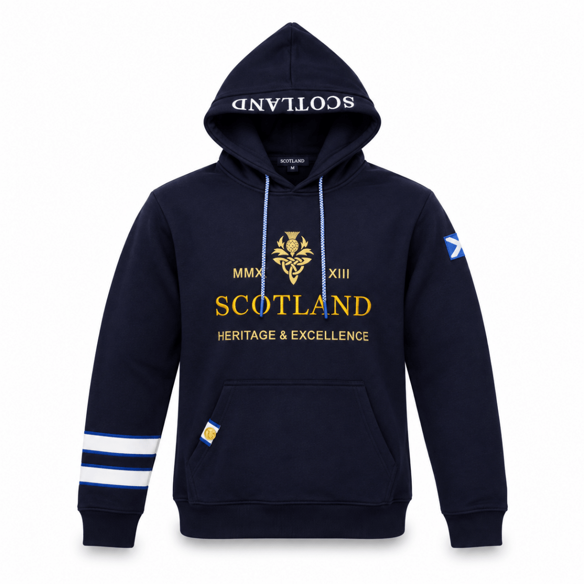 Men's Scotland Heritage & Excellence Hooded Sweatshirt Top - Navy - Heritage Of Scotland - S
