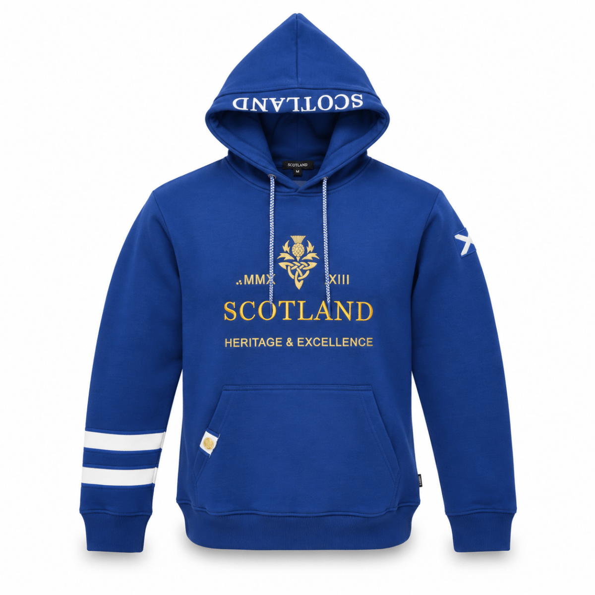 Men's Scotland Heritage & Excellence Hooded Sweatshirt Top - Royal Blue - Heritage Of Scotland - S