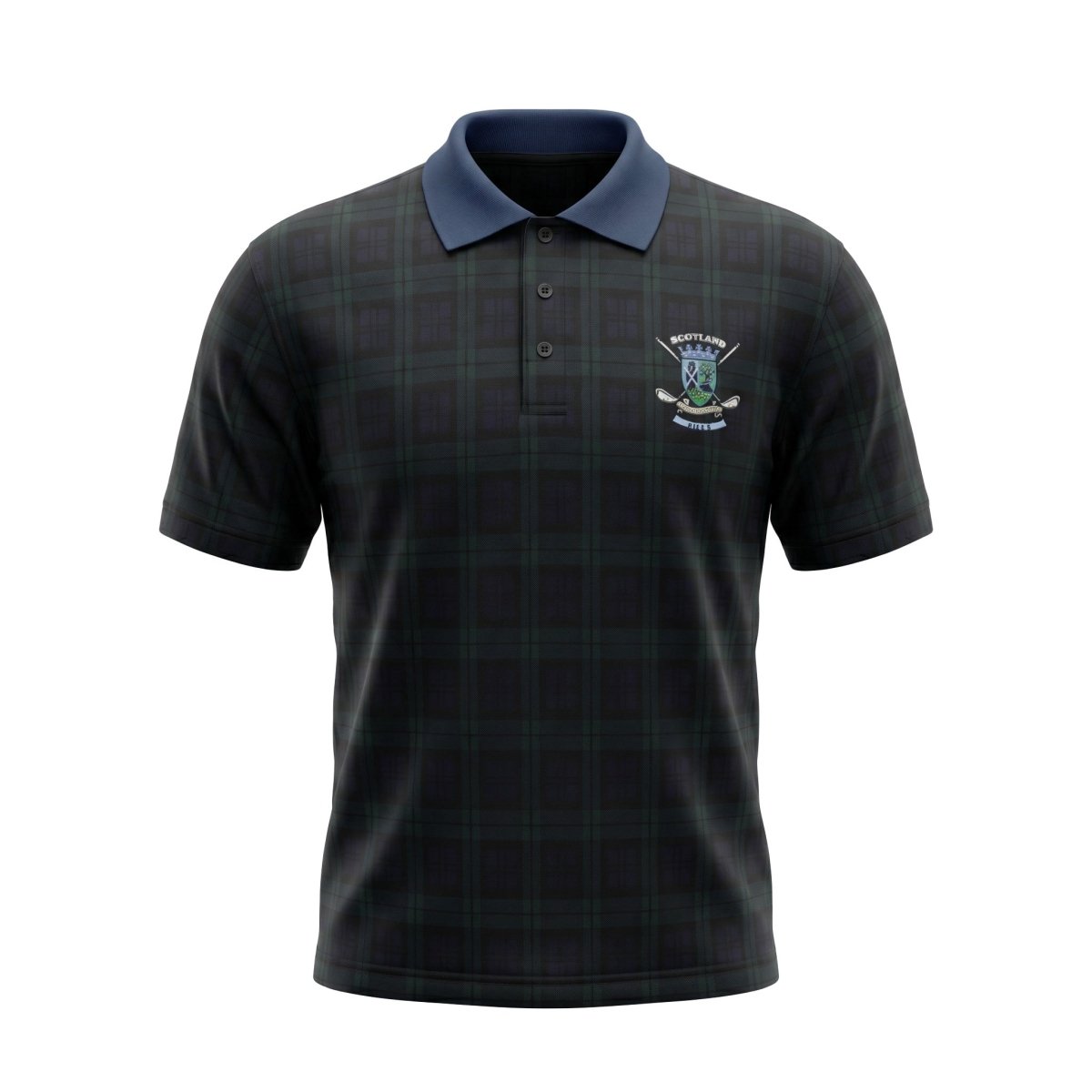Mens Tartan Scotland Golf Polo Shirt - Black Watch - Heritage Of Scotland - BLACK WATCH / S