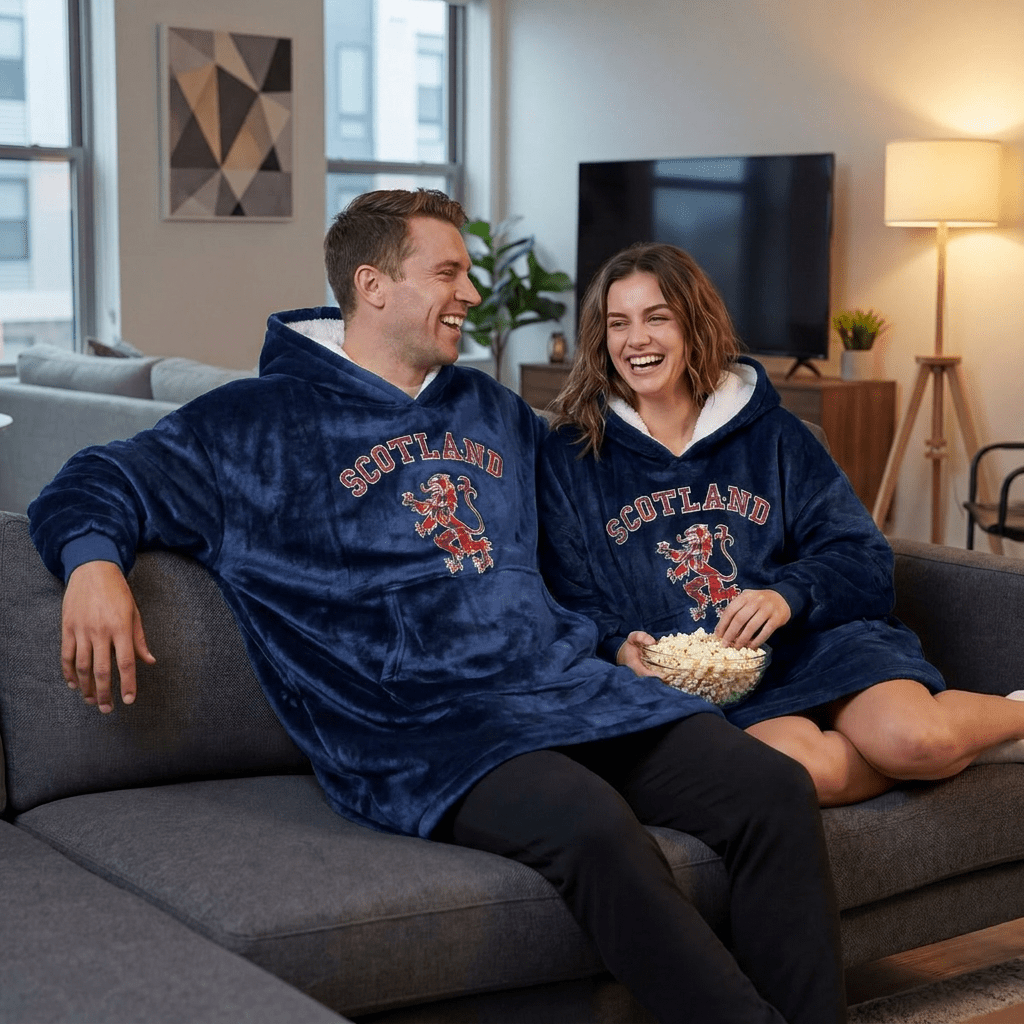 Oversized Scotland Hoodie Blanket for Adults – Navy Lion Rampant Design - Heritage Of Scotland -