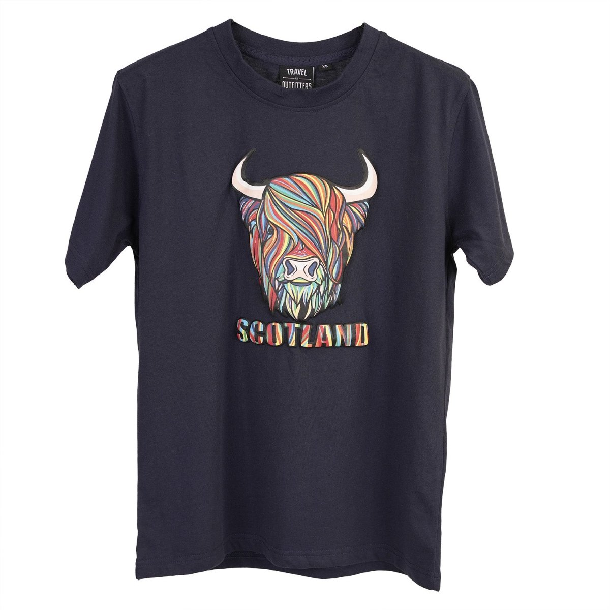 Pastel Highland Cow T-shirt Navy - Heritage Of Scotland - XS