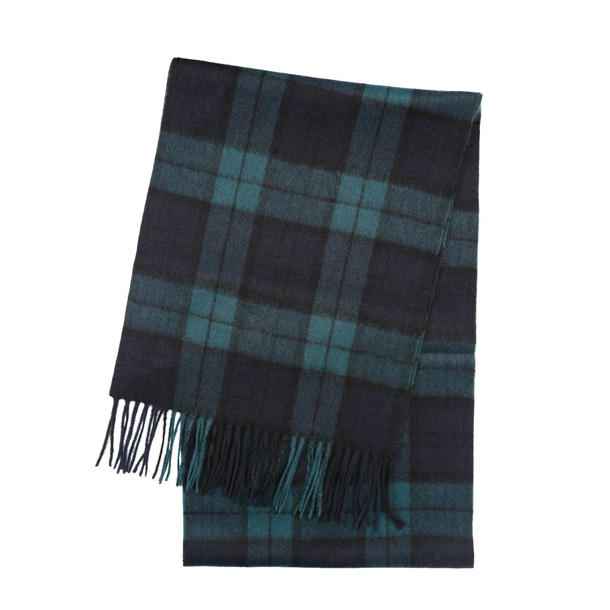 Premium 100% Pure Cashmere Wide Fringed Scarf - BLACK WATCH - Heritage Of Scotland -