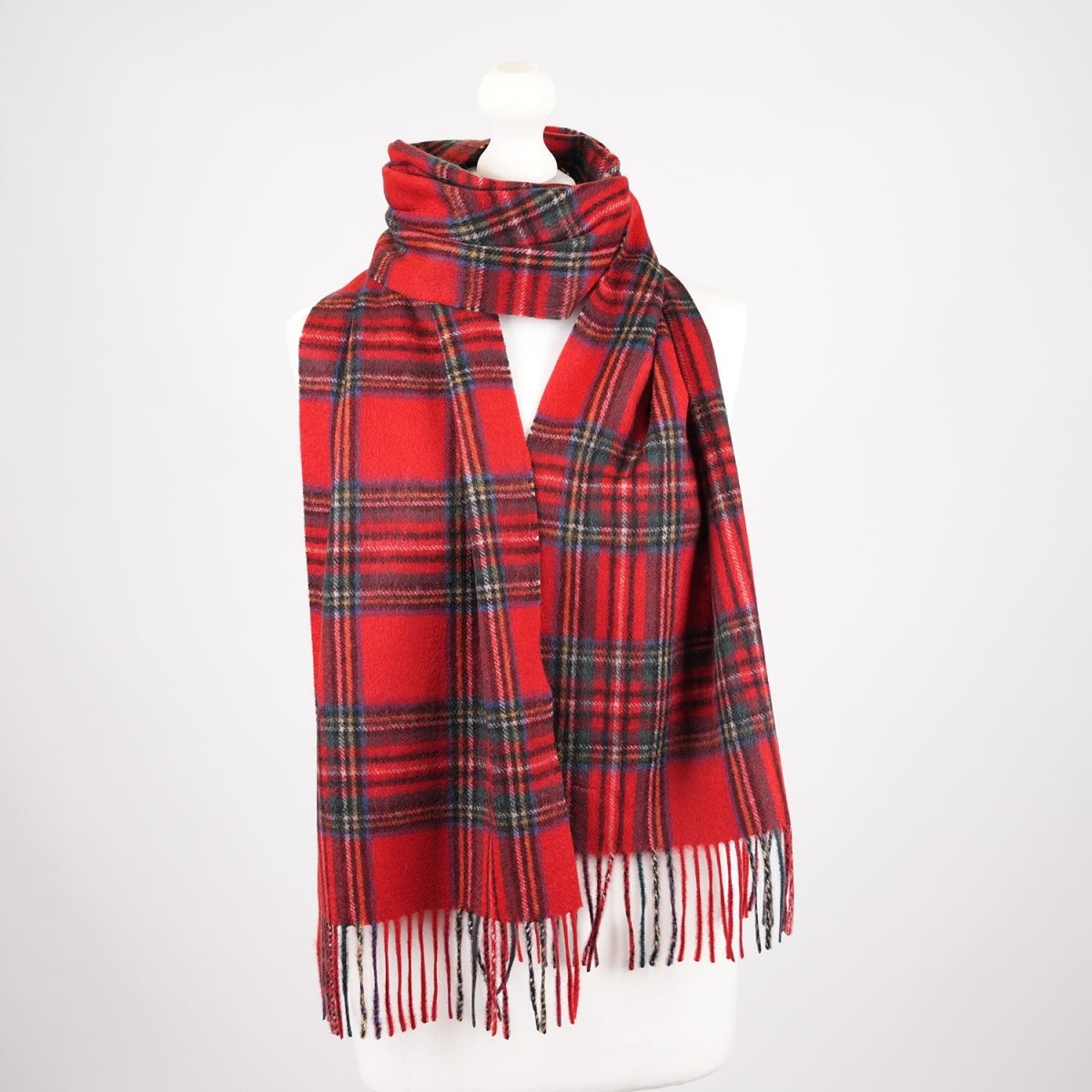 Premium 100% Pure Cashmere Wide Fringed Scarf - STEWART ROYAL - Heritage Of Scotland -