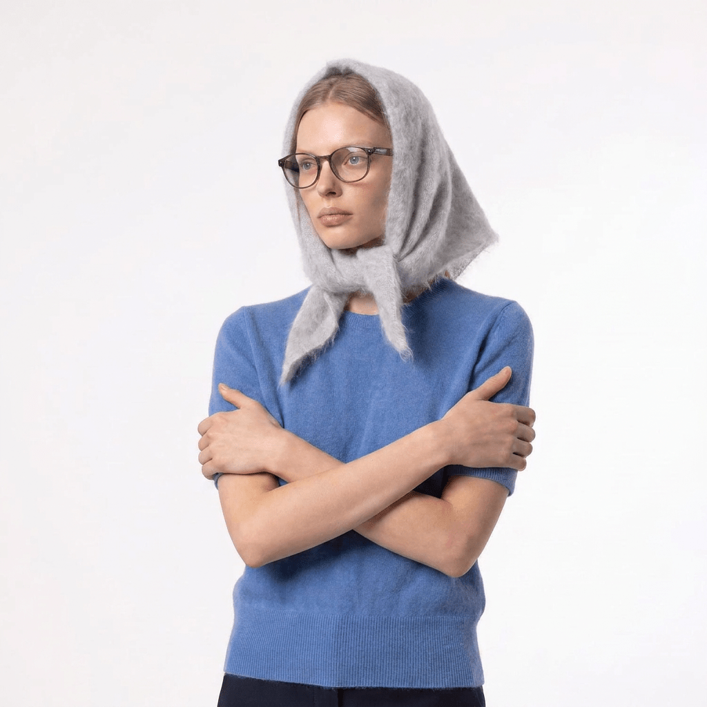 Pure Brushed Luxury Cashmere Triangle Head Scarf - RAIN - Heritage Of Scotland -
