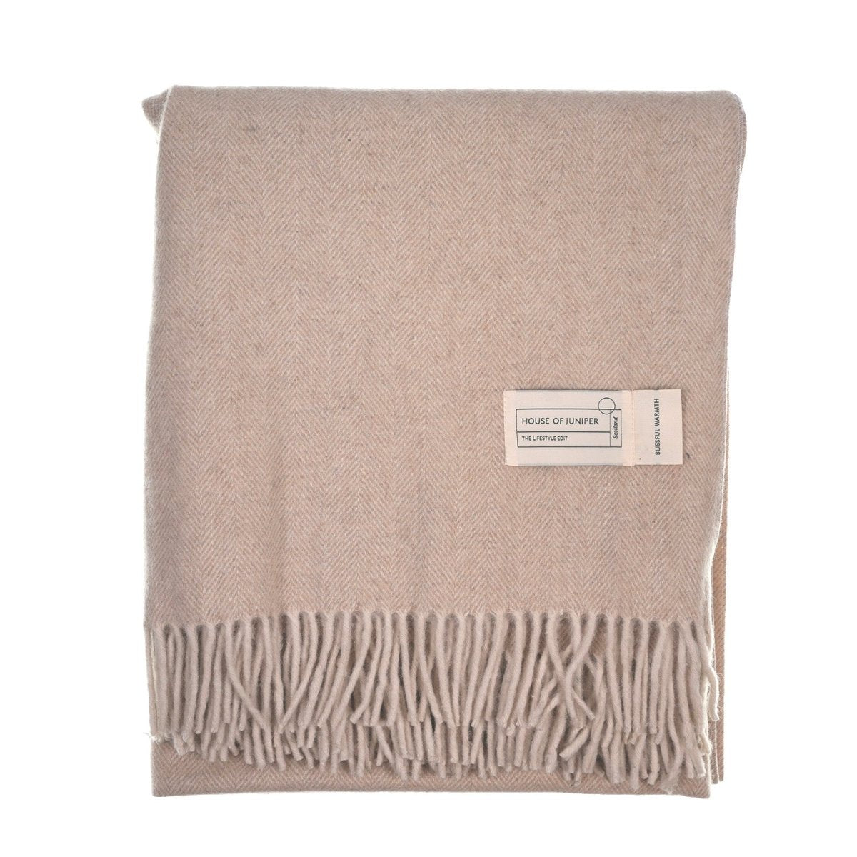 Recycled Wool Herringbone Blanket with Fringe – Soft Warm Throw - Heritage Of Scotland - Spice