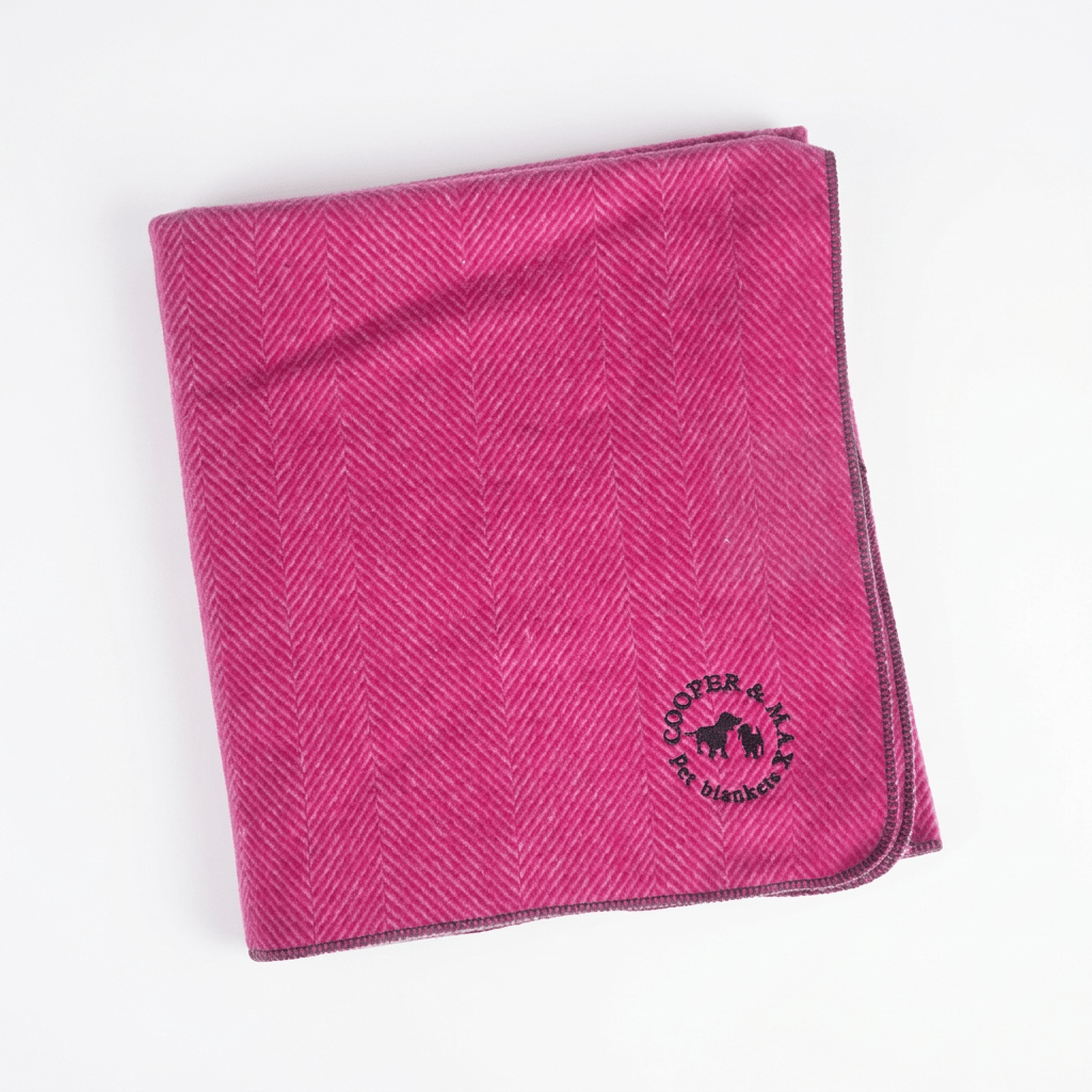 Recycled Wool Herringbone Pet Blanket – 150cm x 90cm - PINK - Heritage Of Scotland -