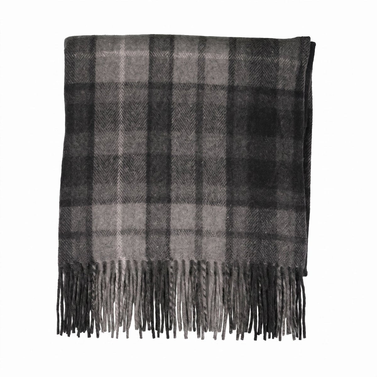 Scottish Highland Tartan Wool Blend Blanket Throw - BUCHANAN GREY - Heritage Of Scotland -
