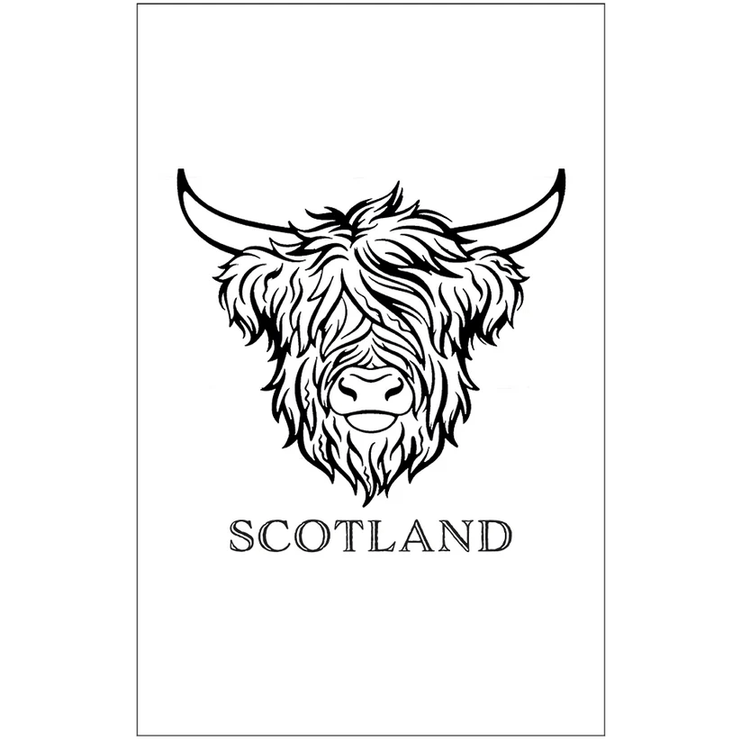 Scottish Tea Towels – 100% Cotton | Coo, Nessie, Stag, Map & More (45x70cm) - Heritage Of Scotland - Highland Coo
