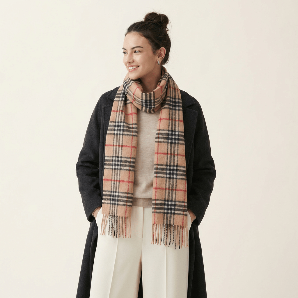 Tartan Weaving Mill 100% Pure Cashmere Scarf - Made in Scotland - Warm Camel Thomson - Heritage Of Scotland -