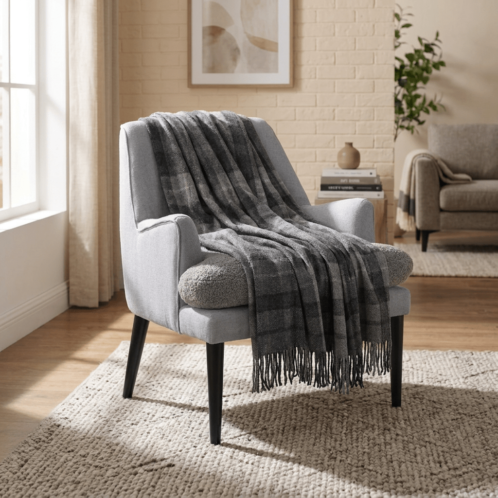 Tartan Wool Blend Blanket Throw – Soft Plaid Sofa & Bed Blanket - Buchanan Grey - Heritage Of Scotland -