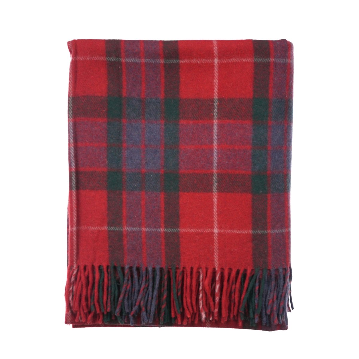 Tartan Wool Blend Blanket Throw – Soft Plaid Sofa & Bed Blanket - Fraser Red - Heritage Of Scotland -