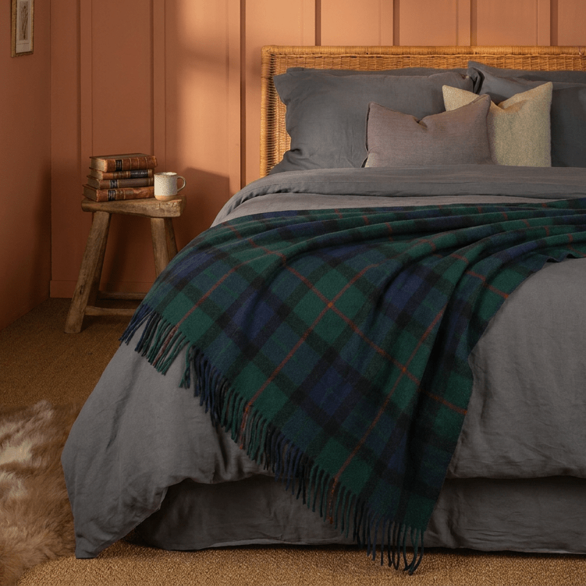 Tartan Wool Blend Blanket Throw – Soft Plaid Sofa & Bed Blanket - Gunn - Heritage Of Scotland -