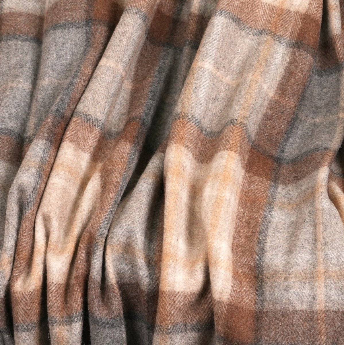 Tartan Wool Blend Blanket Throw – Soft Plaid Sofa & Bed Blanket - Mackellar Natural - Heritage Of Scotland -