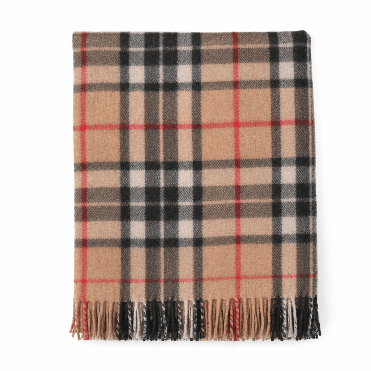 Tartan Wool Blend Blanket Throw – Soft Plaid Sofa & Bed Blanket - Thomson Camel - Heritage Of Scotland -