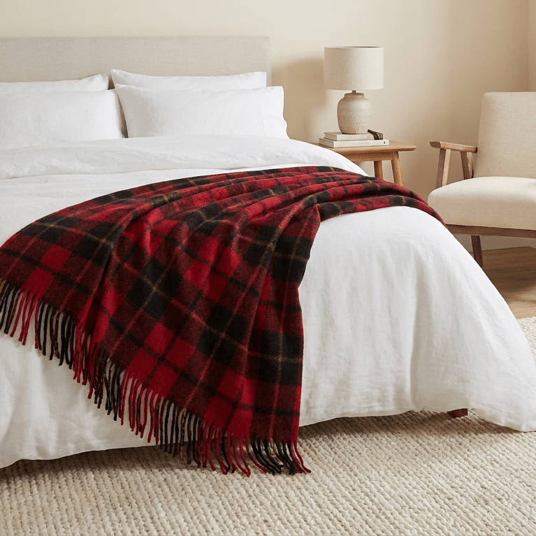Tartan Wool Blend Blanket Throw – Soft Plaid Sofa & Bed Blanket - Wallace - Heritage Of Scotland -