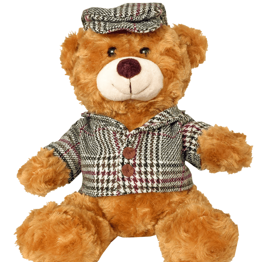 Teddy Bear with Tweed Cap & Jacket – 23cm Plush Scottish Bear - Heritage Of Scotland - Tweed