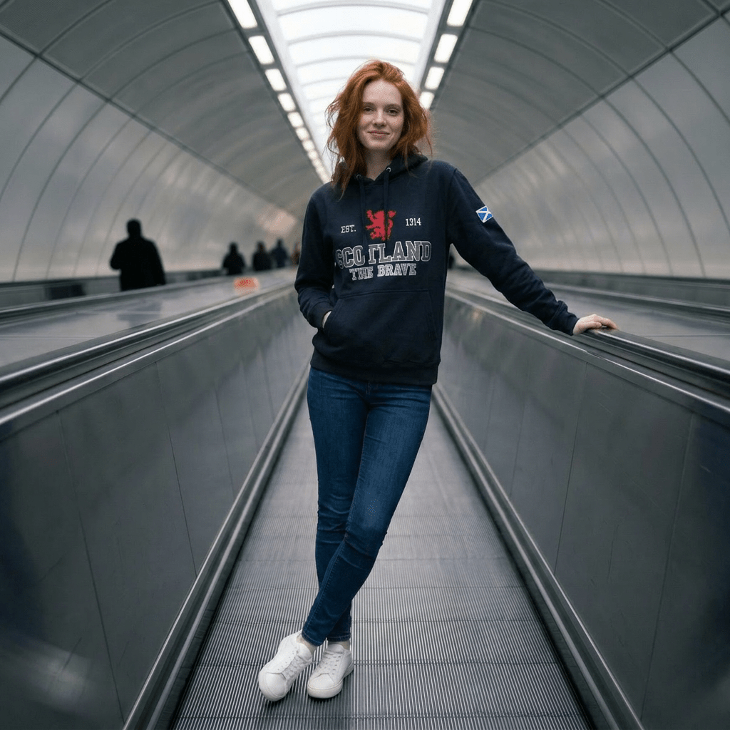 Unisex Scotland Hoodie Navy – Lion Rampant Pullover - Heritage Of Scotland - XS